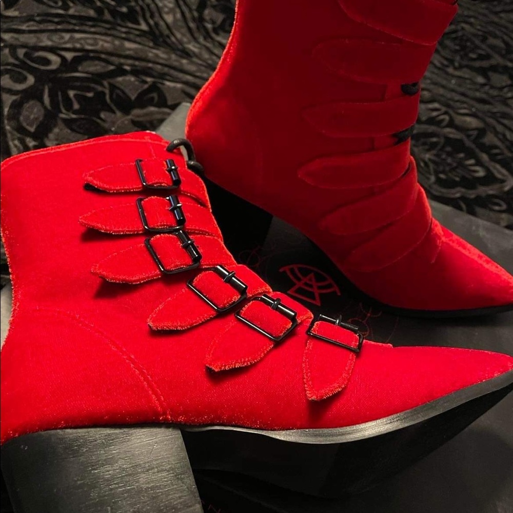 Strange Cult Red Velvet Coven Boots
